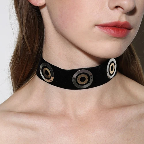 Женщины моды панк choker ожерелье ворота готический медь кругов партии ювелирных