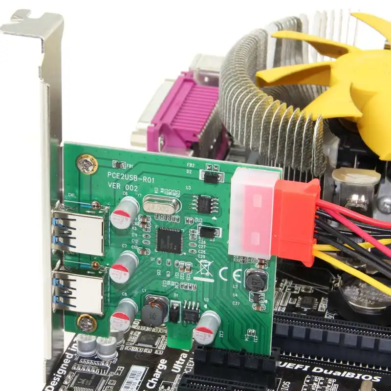Pci e pci usb 3 0 адаптер расширения карты добавить на 2 порта 4 контактный источник