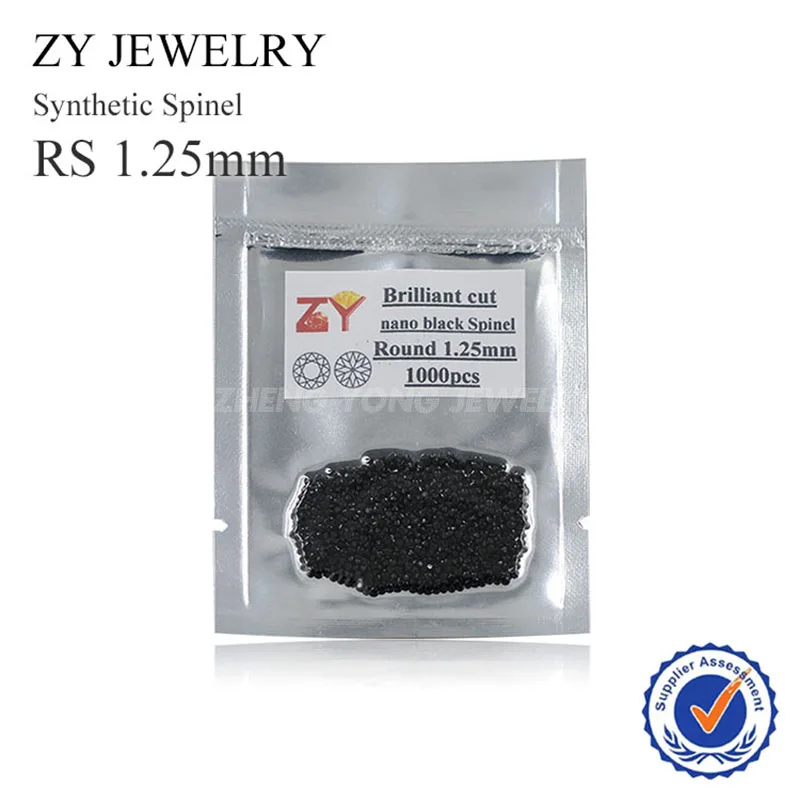 Синтетический нано-черный камень круглой формы 1 25 мм | Украшения и аксессуары