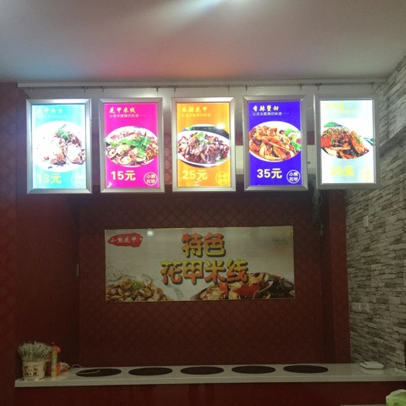 Подвесная алюминиевая тонкая рамка с защелкой для ресторанов и помещений