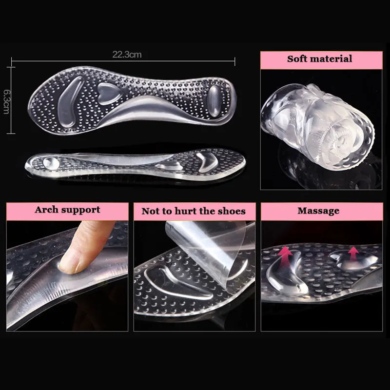 1 Пара 3/4 прозрачный Силиконовый Гель Ортопедические для плоскостопие