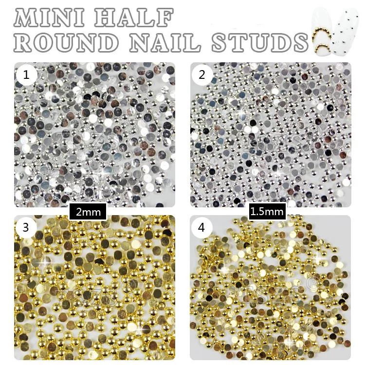 150 шт./лот мини металлические заклепки 3D украшение для ногтевого дизайна плоские