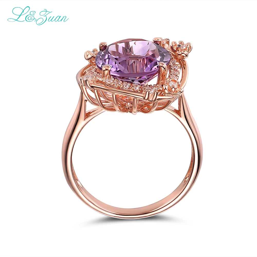 Женское кольцо из серебра 925 пробы с аметистом и зубцом | Украшения аксессуары