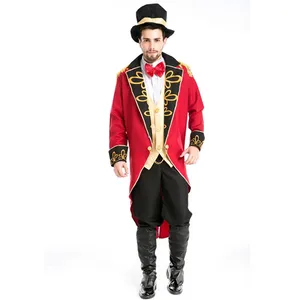 Cool Cosplay Stage Performances Halloween Party Dress Up Red and Black Luxury Pirate King Costume For Men