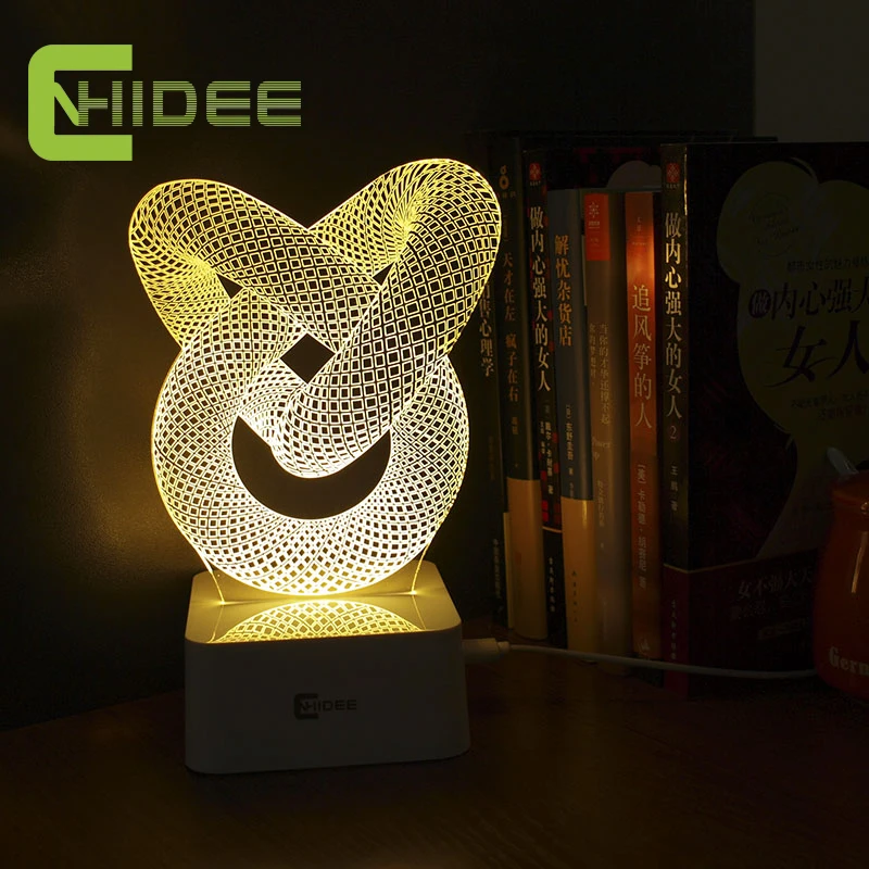 USB Novelty Gift Dimmable 3D Table Lamp Led Night Light Knot Lampara as Home Decor BedRoom Abajur Touch Switch Desk | Освещение