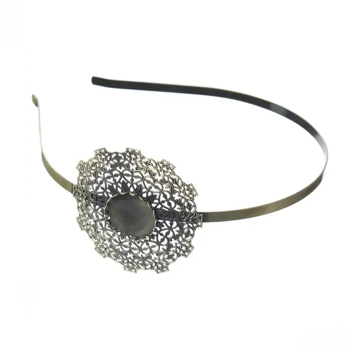 DoreenBeads Девушка ободки для волос цветок кабошон установка(подходит 20 мм диаметр) Античная бронза полые Цветочный узор 38 см длинные, 3 шт