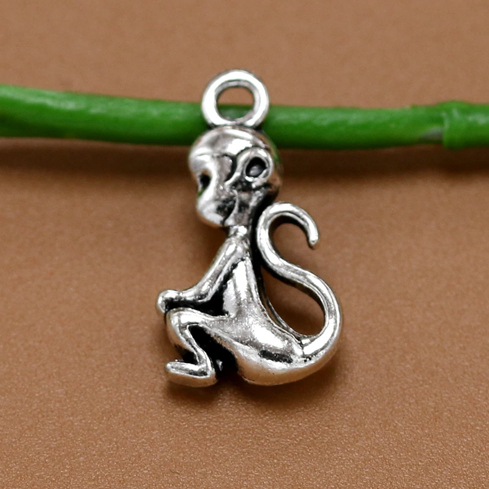 20 шт./лот Vintage Античный Посеребренная Животных Обезьяна Подвески Бусы для