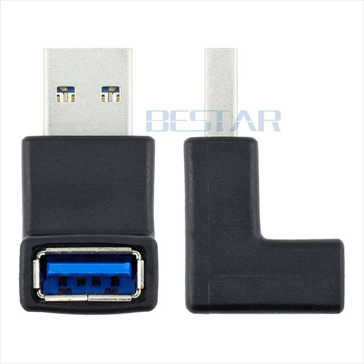 (2 шт./партия) 90 градусов прямоугольный разъем USB 3 0 типа папа на мама переходник
