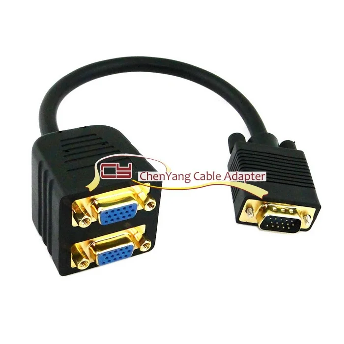 RGB, VGA, SVGA папа-2 VGA HD 15 мама сплиттер адаптер удлинитель Черный