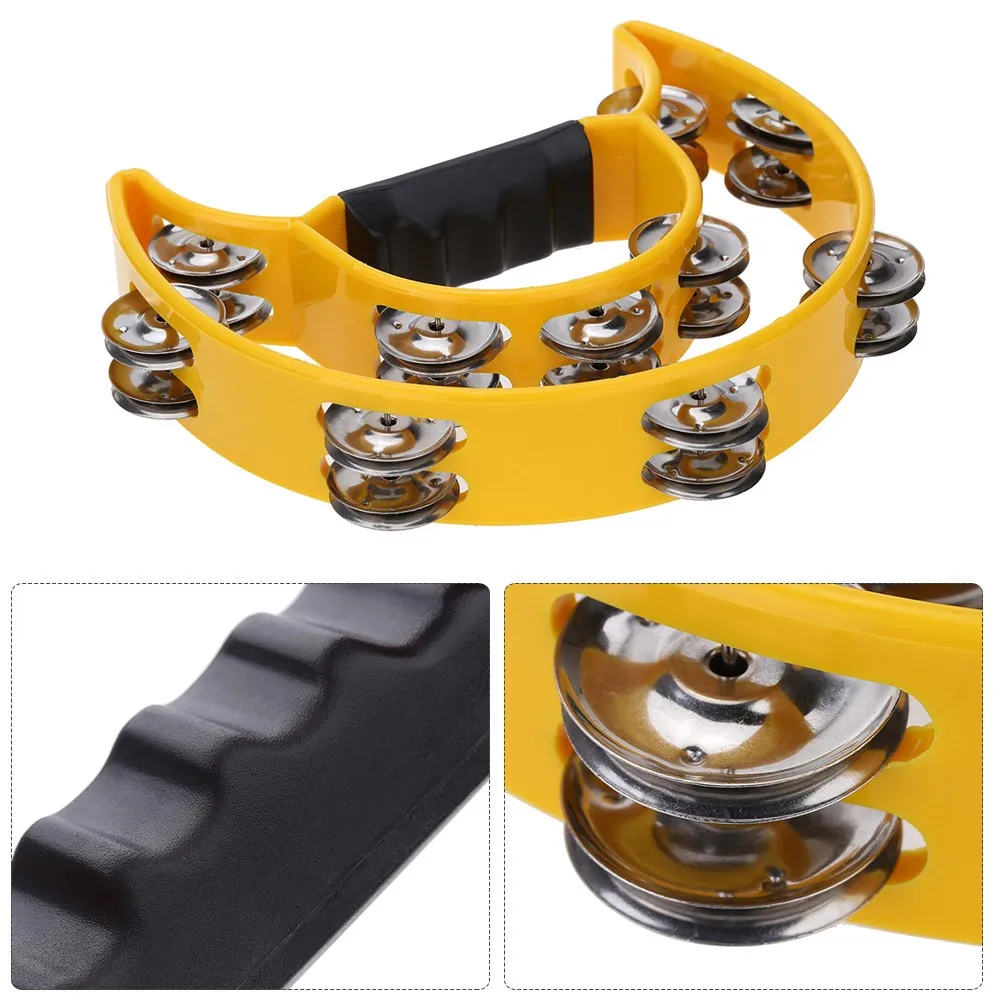 Ручной Бубер ручной колокольчик Timbrel ударная музыкальная игрушка полумесяц два