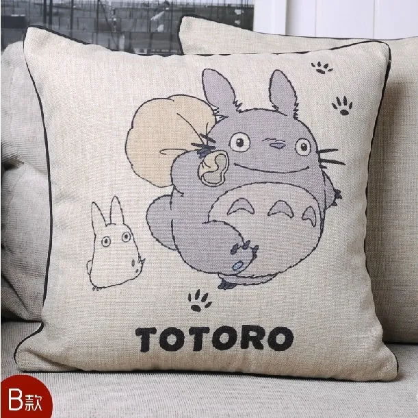 Творческий стильная футболка с изображением персонажей видеоигр Тоторо Хаяо Миядзаки хлопчатобумажная Наволочка на подушку для служебный автомобиль декоративные подушки для дома размером 45*45 см 2 шт./лот