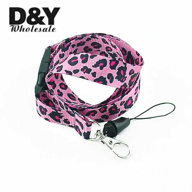 Модный новый горячий 12 шт розовый Леопардовый ремешок для телефона брелок MP3/4 ID держатель карт шейный