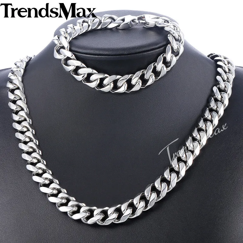 Комплект ювелирных украшений Trendsmax мужское ожерелье браслет из нержавеющей