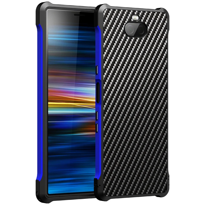 Conelz Case for Sony Xperia 10 Cover Aluminum Alloy Bumper Carbon Fiber TPU Protective Shell For | Мобильные телефоны и