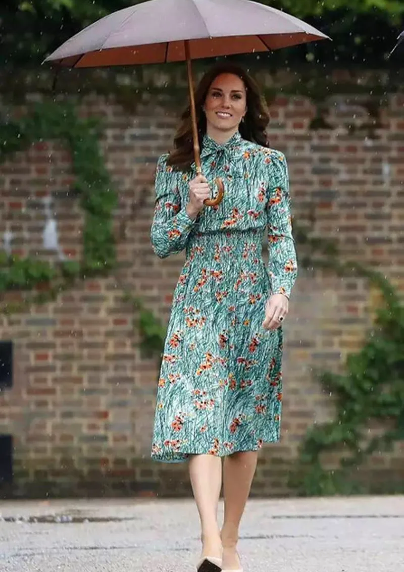 Новинка 2018 элегантное платье с принтом принцессы Кейт Мидлтон цветочным и