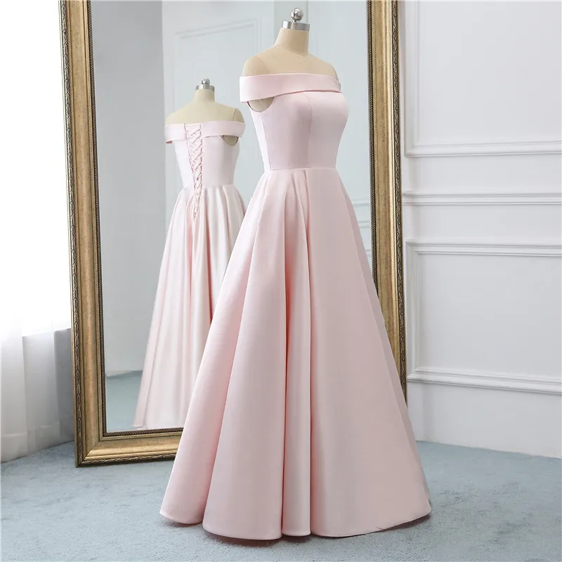 Baijinbay vestido de festa длинное вечернее платье трапециевидной формы, простое вечернее платье с открытыми плечами, торжественное Пышное Платье на шнуровке, Robe De Soiree