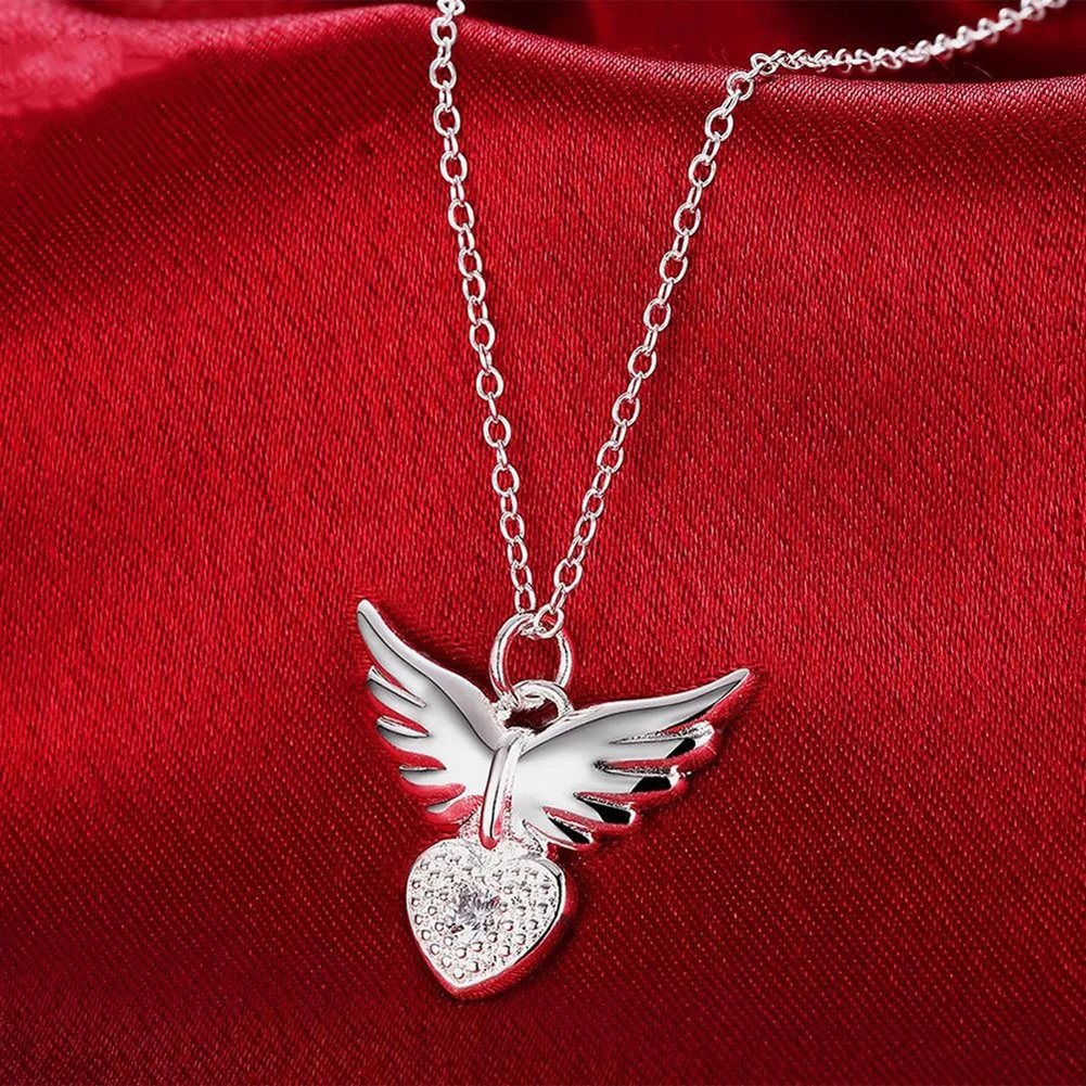 Fashion Women Elegant Angel Wing Love Heart Pendant Chain Necklace Jewelry Gift | Украшения и аксессуары