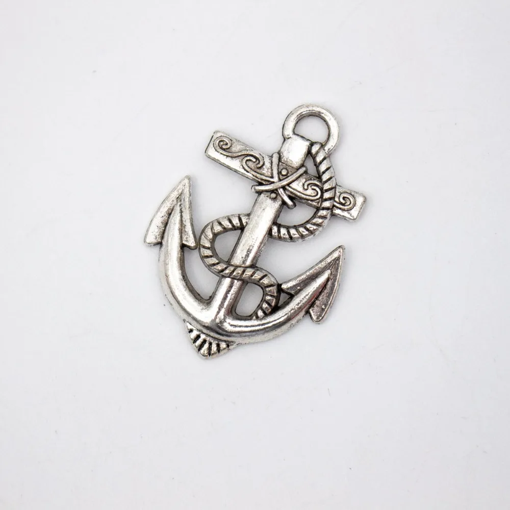 5 шт. Серебряный якорь с морской веревкой кулон ювелирными принадлежностями в