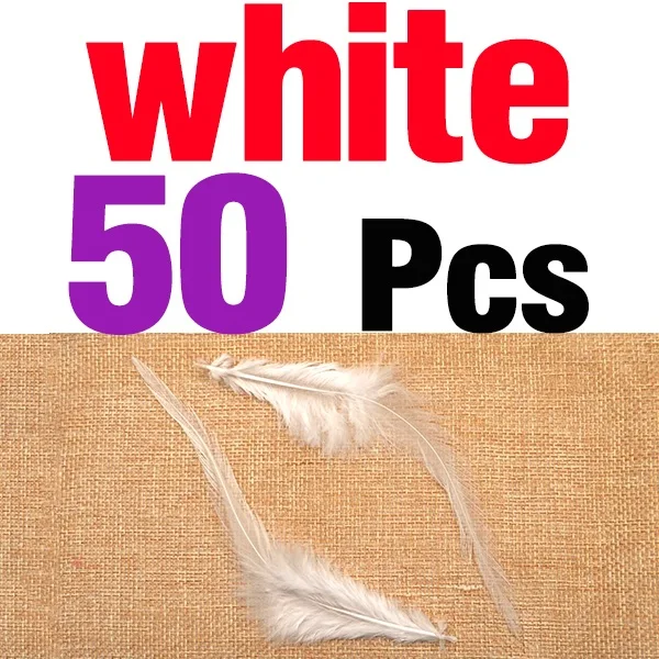 50 Pcs white MNFT 50 шт много цветов красивое перо фазана петух перья размер около 10-15 см/4-6 дюймов - Цвет: 50 Pcs white