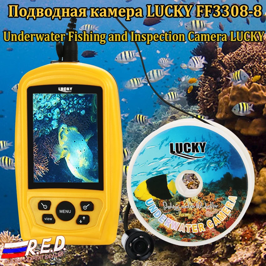 

lucky FF3308-8 Russian Version Portable underwater camera fishing camera Fishing Inspection камера для рыбалки камера подводная