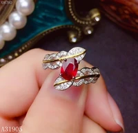 kjjeaxcmy boutique jewelry 925 sterling silver inlaid natural ruby female double leaf ring support test