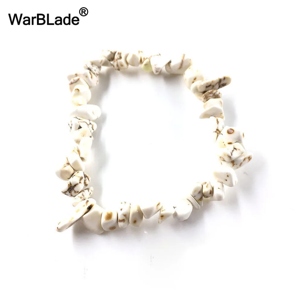Beige white stone WarBLade 10 шт. натуральный браслет с драгоценным камнем стрейч чип бусины самородки гранат кристалл черный оникс Amazon браслет браслеты для женщин - Окраска металла: Beige white stone