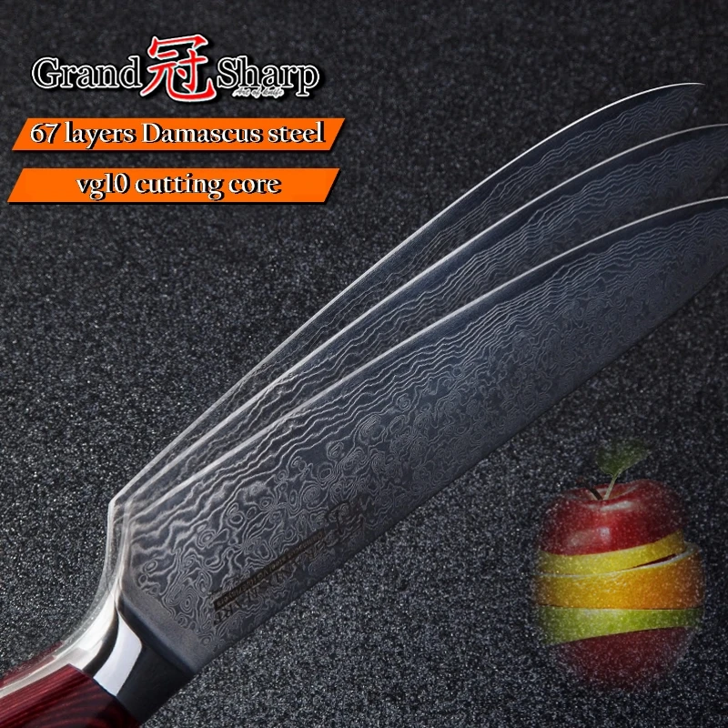 Японские ножи из дамасской стали GRANDSHARP 67 слоев vg10 японский дамасский шеф повар