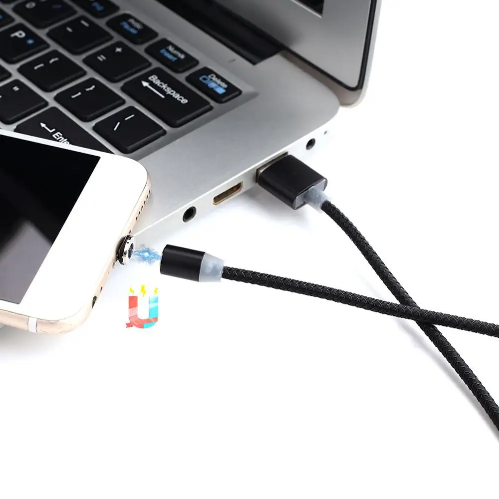 Магнитный кабель Micro usb type C для iPhone Lighting Cable 1M 2A провод для быстрого заряда type-C Магнитный зарядный кабель для телефона