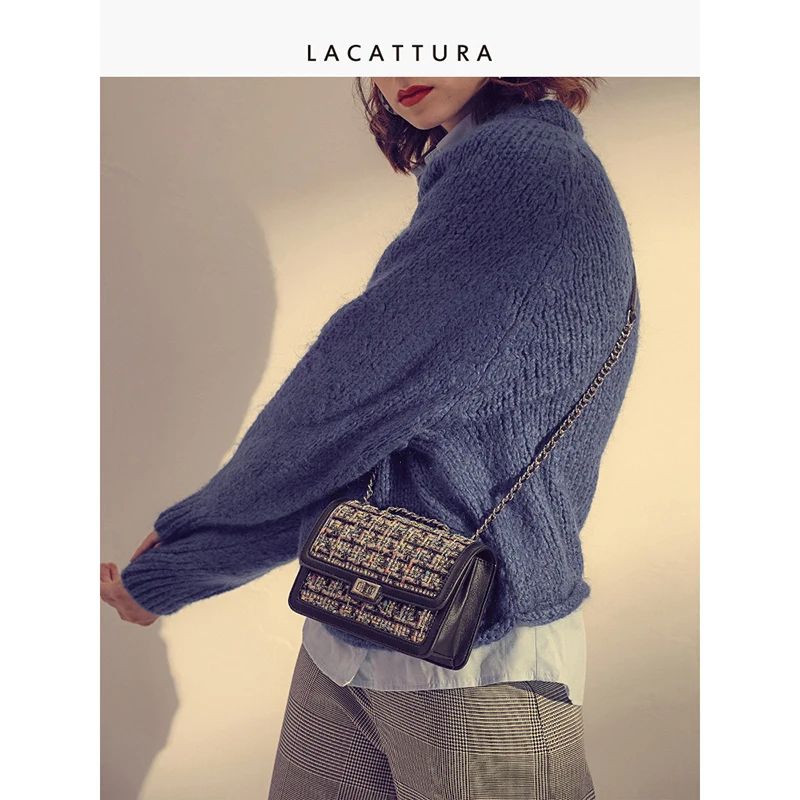 Сумка на плечо LACATTURA Женская модный плетеный саквояж мессенджер с декоративной