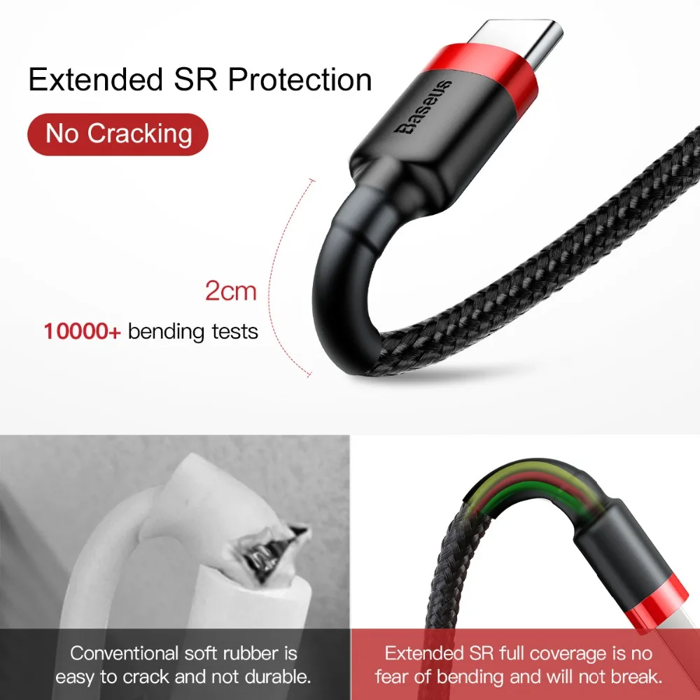Baseus Тип usb C кабель для samsung Galaxy Note 9 S9 S8 плюс Quick Charge QC3.0 USB Быстрая зарядка зарядное