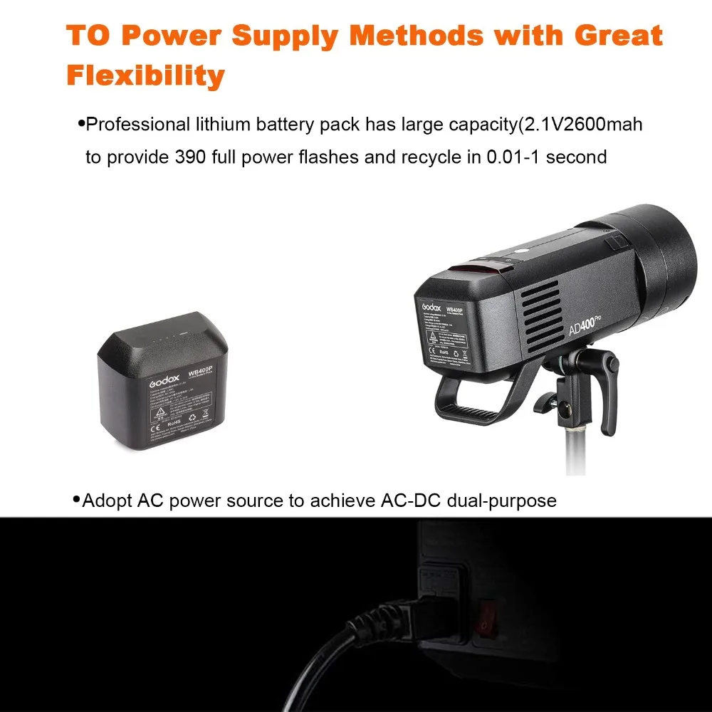 Godox AD400 Pro AD400Pro 400ws GN72 TTL моно светильник с питанием от аккумулятора 1/8000 HSS Flash