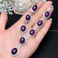 kjjeaxcmy boutique jewelry 925 silver inlaid amethyst deluxe pendant necklace support detection