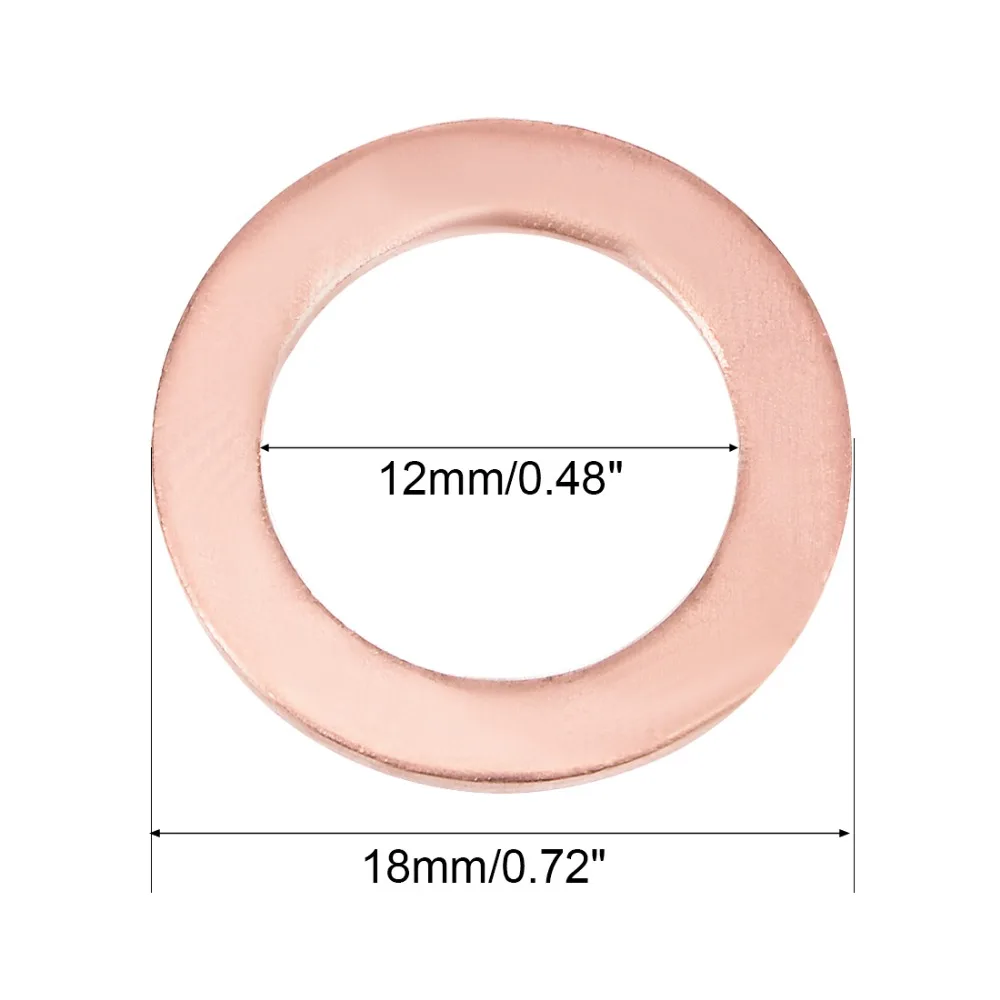 UXCELL 10 шт. Шайбы 12x18x5/12.5x24x1 5 мм плоская медная шайба для винта болтовые прокладки