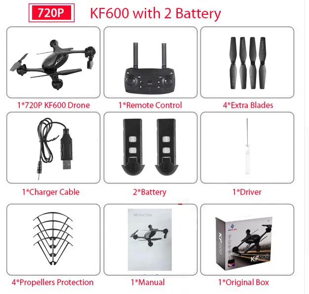 720P KF600 2B KF600 Дрон 720 P/1080 P/4 K Wi-Fi FPV двойная камера Оптическое позиционирование потока управление жестами удержание высоты Квадрокоптер Vs SG106 PM9 - Цвет: 720P KF600 2B