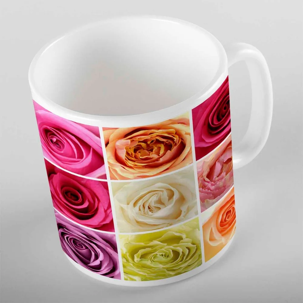 Керамическая кружка с 3d рисунком в виде цветков оранжевого желтого розового