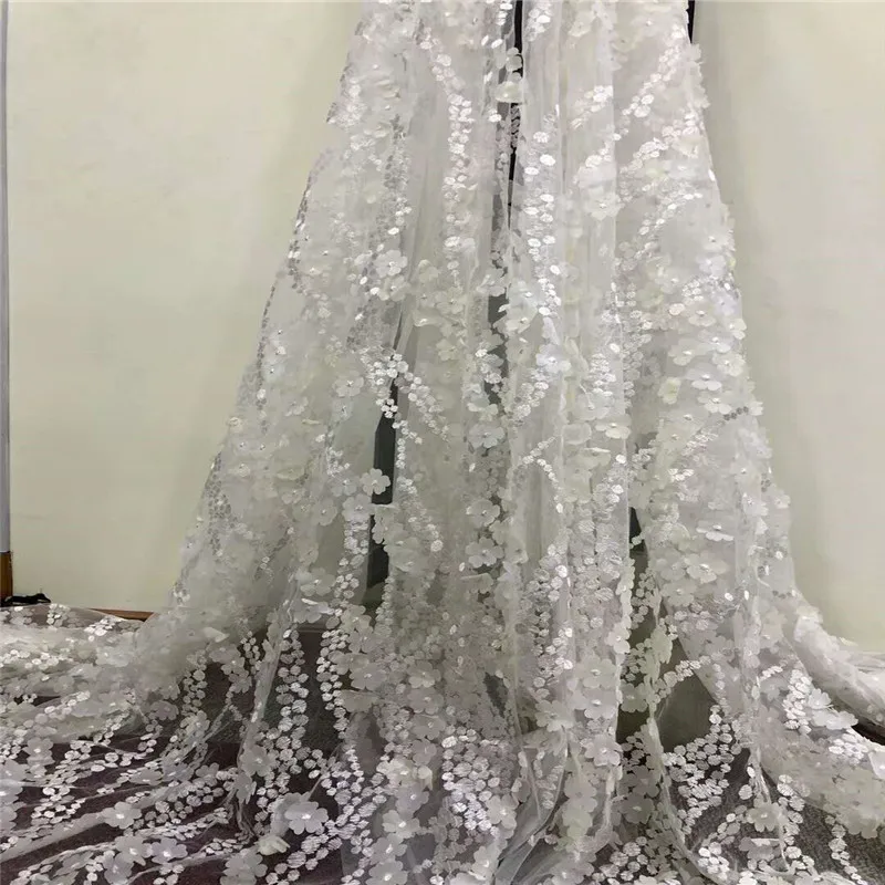 5 ярдов Высокое качество Французский Кружева 3d цветок Африканские кружева