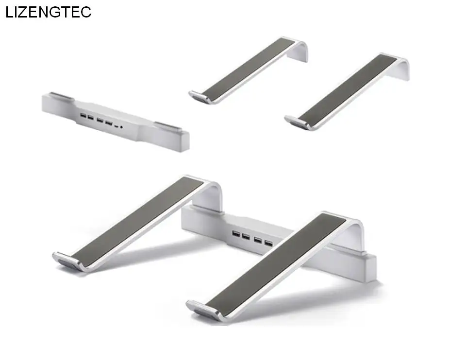 Бесплатная доставка LIZENGTEC Алюминиевая Подставка для ноутбука с 4 портами USB 2 0