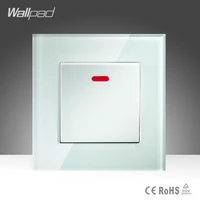 45a switch wallpad white crystal glass 1 gang 45a push button air conditioning cooker wall switch with led light free shipping