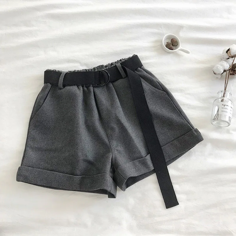 Obrix Female Spring Autumn Casual Style Korean Fashion Shorts High Elastic Waist Belt Regular Streetwear For Women|Женские шорты| |