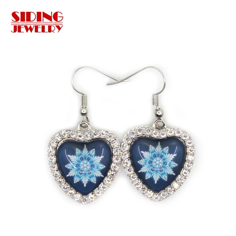 

2018 New Arrival 5pair/lot Snowflakes Style 8 Crystal Heart Earring Earrings Charms Fashion Pendientes DIY Jewelry Charms