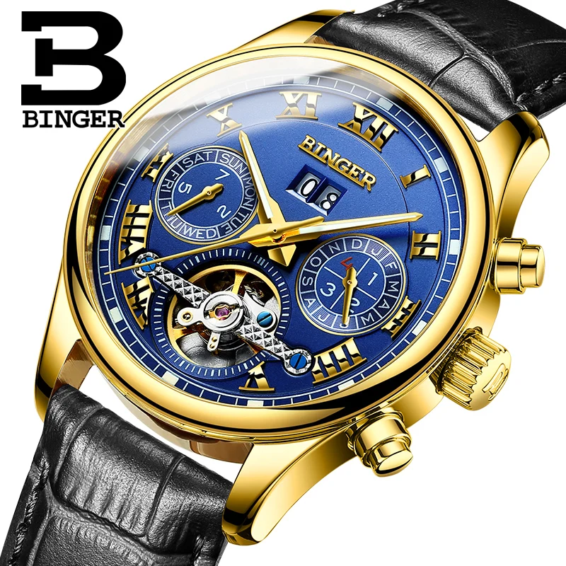 Лидирующий бренд Часы Новинка 2017 года Бингер Tourbillon часы Для мужчин