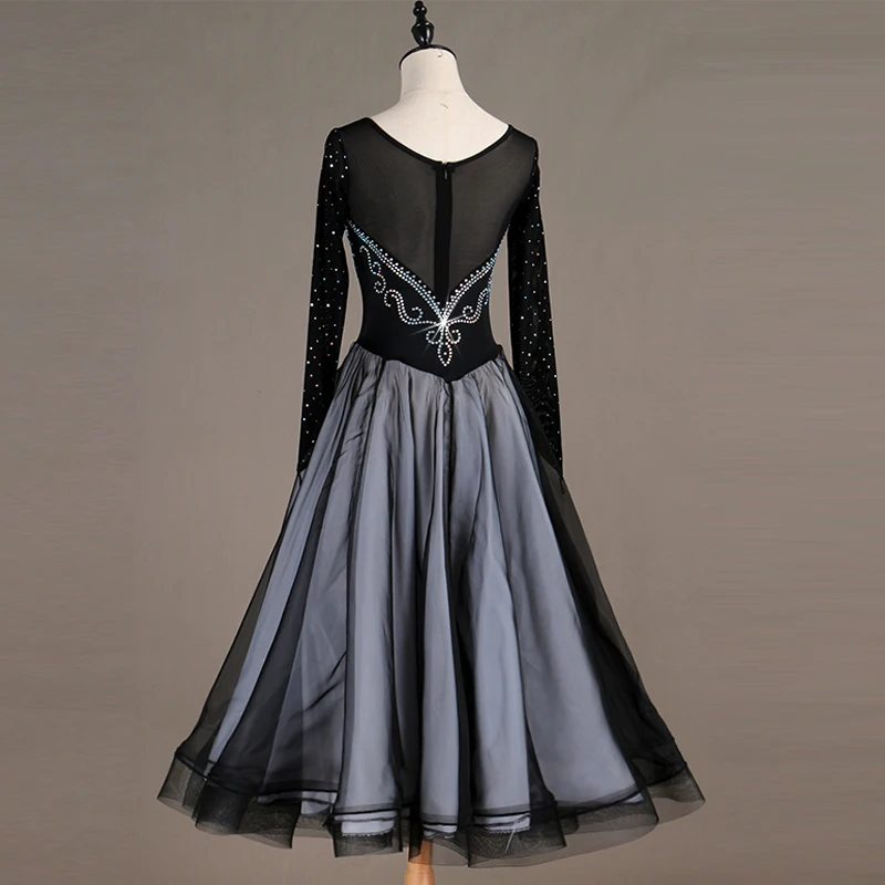 Платье для бального танца foxtrot с длинным рукавом Черная | Тематическая одежда и