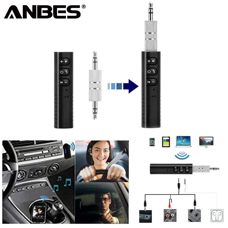 ANBES Bluetooth приемник Мини аудио передатчик 3 5 мм разъем громкой связи автомобильный