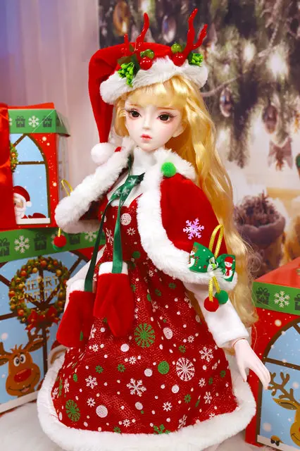 golden hair doll 1/3 bjd кукла 62 см шарнир тело кукла белая кожа золотой/каштановые волосы Рождественский костюм шляпа обувь, AI YoSD MSD SD набор игрушка подарок для ребенка DC - Цвет: golden hair doll