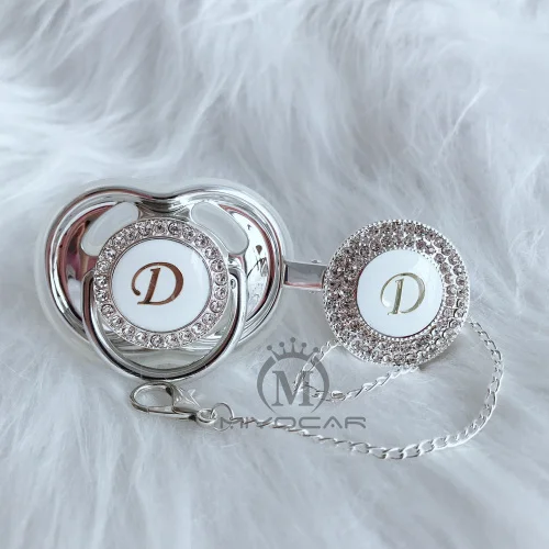 MIYOCAR уникальный дизайн имя инициалы буквенные D прекрасный bling соска и пустышка Клип Набор BPA бесплатно пустышка bling уникальный дизайн LD - Цвет: LD-9-1  6-18M