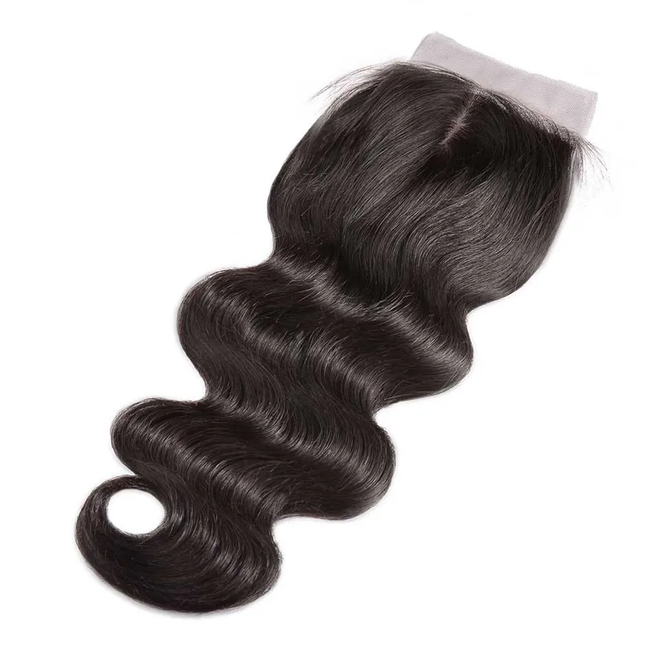 Prom Queen Silk Base Closure Brazilian Body Wave Human Remy Hair 4x4 Siwss Lace With Baby Middle/Free Part | Шиньоны и парики