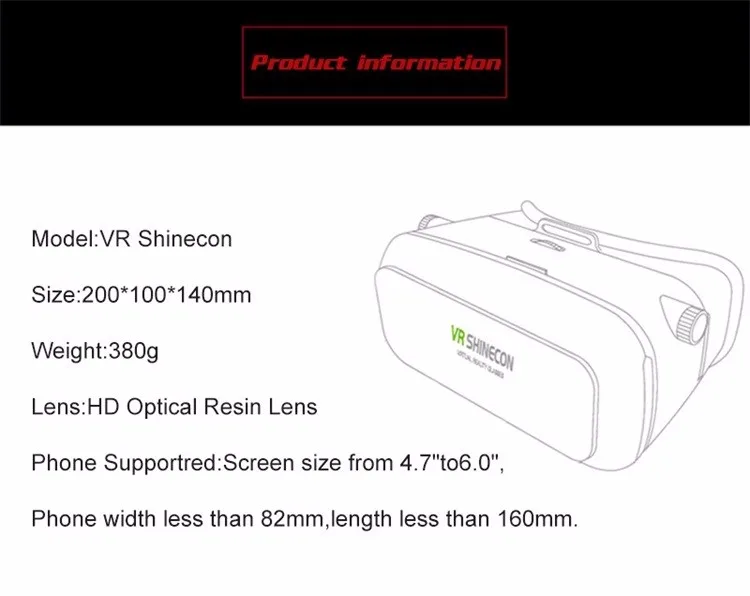 VR Shinecon Виртуальная реальность 3D очки Google Cardboard 2,0 Pro версия VR очки VR BOX 2,0 фильм для 4,5-6,0 'смартфона