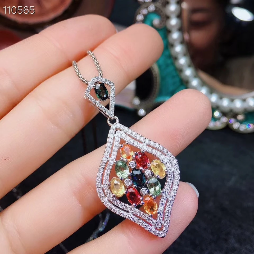 KJJEAXCMY boutique jewels серебряная подвеска с сапфиром и ожерелье обнаружением | Украшения