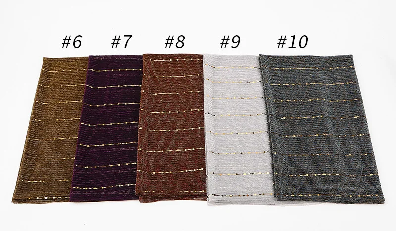 2018 женский Шарф Модный Блестящий Золотой Серебряный пряжа мусульманский хиджаб