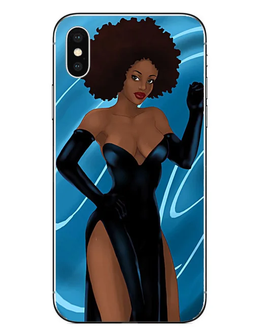 Afro Girls Soft Silicone Phone Cover Fashion girl Case For iPhone 7 5S SE6S 6SPlus 7Plus X 8 8Plus Black Women art Cases | Мобильные
